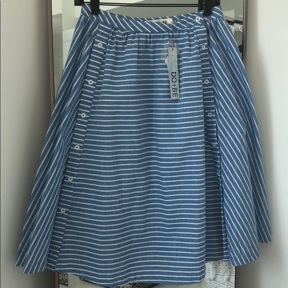 Do + Be Blue & White Striped Skirt